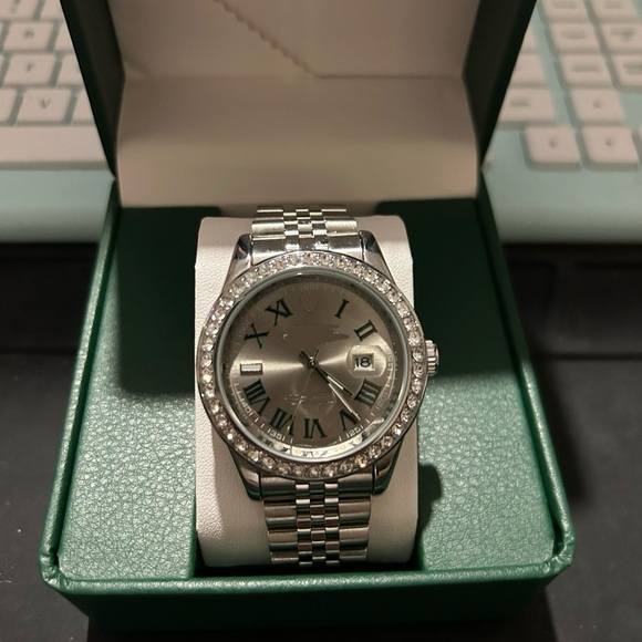 Silver Watch with Roman Numerals